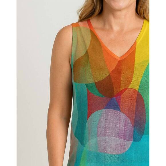 NEW CLAIRE DESJARDINS v neck knit sweater in multi - Picture 2 of 2